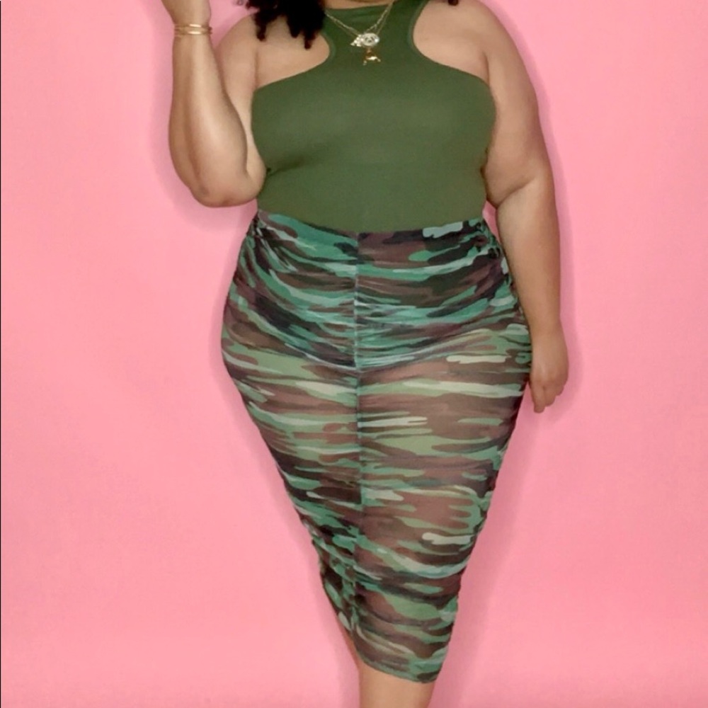 Skirt and Tube Dress Camouflage Stretchy